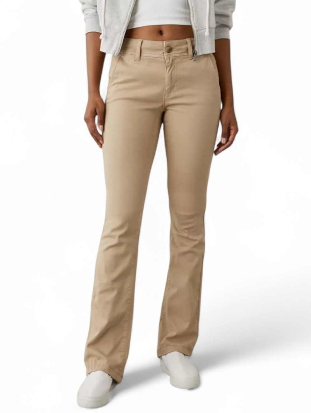 Women's AE High Rise Kick Boot Khaki Pants Stretch Size 4 *SHORT*